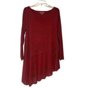 Soft Surroundings Burgundy Operetta Tunic Asymmetrical Chiffon Hem Size Medium